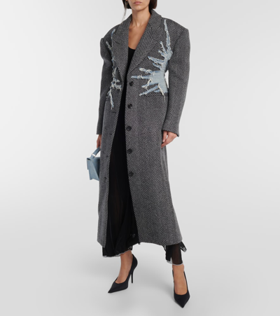 Shop Y/project Distressed Wool Coat In Multicoloured