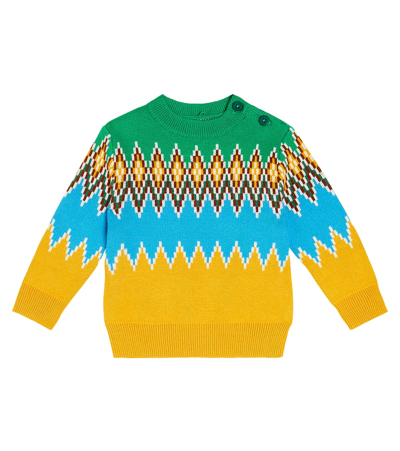 Shop Stella Mccartney Baby Fair Isle Cotton-blend Sweater In Multicoloured