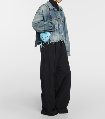 Balenciaga Distressed Oversized Denim Jacket In Blue