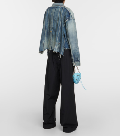 Shop Balenciaga Distressed Oversized Denim Jacket In Blue