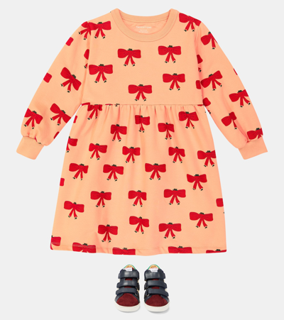 Tinycottons Tiny Bow Cotton-blend Dress In Orange