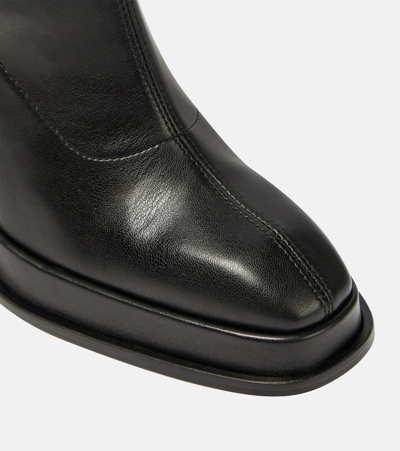 Souliers Martinez Velvet 100 Faux Leather Over-the-knee Boots In Black