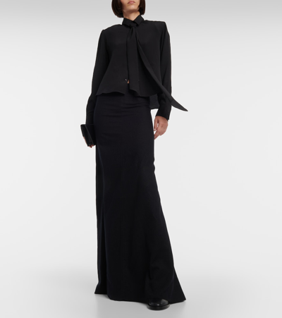 Shop Ann Demeulemeester Virgin Wool Maxi Skirt In Black