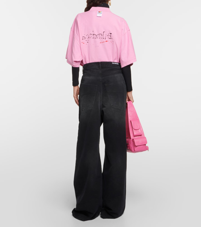 Shop Balenciaga High-rise Wide-leg Jeans In Black