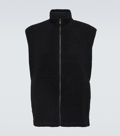 Shop Sunspel Fleece Wool-blend Vest In Black