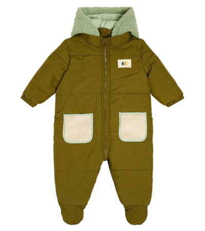Shop Bobo Choses Baby Hooded Onesie In Green