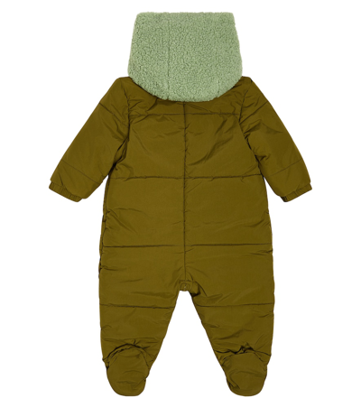 Shop Bobo Choses Baby Hooded Onesie In Green