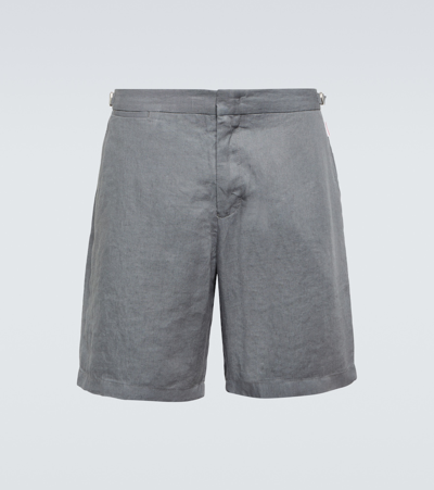 Shop Orlebar Brown Norwich Linen Shorts In Grey