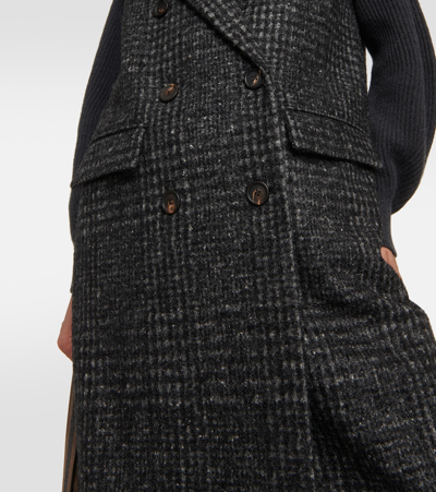 Brunello Cucinelli Checked Wool-blend Coat In Grey