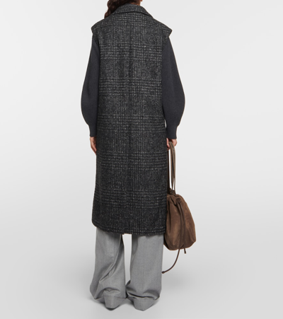 Brunello Cucinelli Checked Wool-blend Coat In Grey