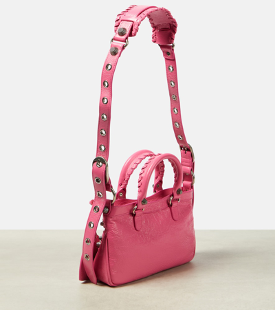 Shop Balenciaga Neo Cagole Small Leather Tote Bag In Pink