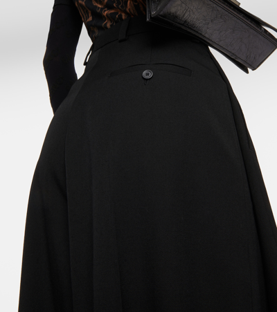 Shop Balenciaga Hybrid Tailoring Wool Wide-leg Pants In Black