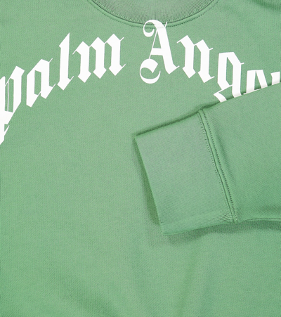 Shop Palm Angels Logo Cotton Jersey Sweatshirt In Green