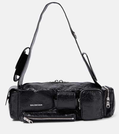 Shop Balenciaga Superbusy Xs Leather Shoulder Bag In Black