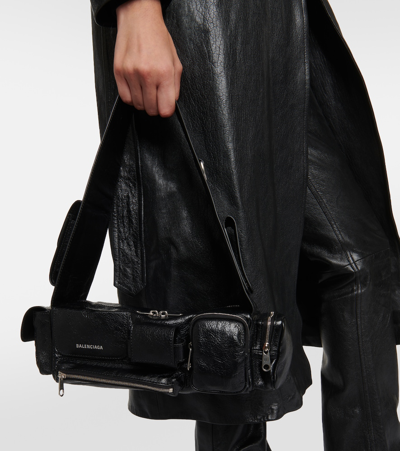 Shop Balenciaga Superbusy Xs Leather Shoulder Bag In Black