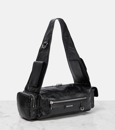 Shop Balenciaga Superbusy Xs Leather Shoulder Bag In Black