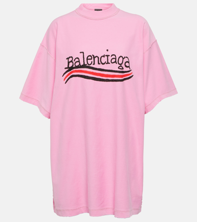 Shop Balenciaga Logo Cotton Jersey T-shirt In Pink