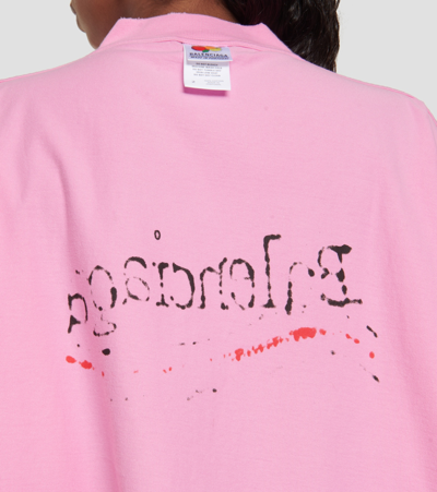 Shop Balenciaga Logo Cotton Jersey T-shirt In Pink