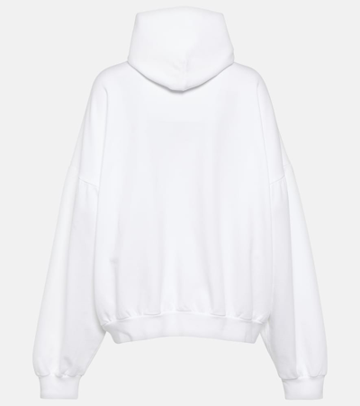 Shop Balenciaga Logo Cotton Jersey Hoodie In White