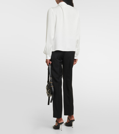 Shop Givenchy 4g Jacquard Silk Blouse In White