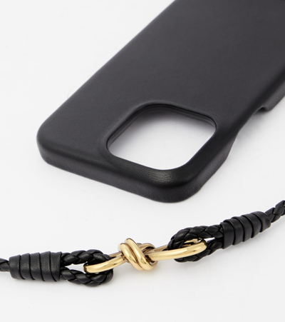 Shop Bottega Veneta Leather Iphone 14 Pro Max Case In Black
