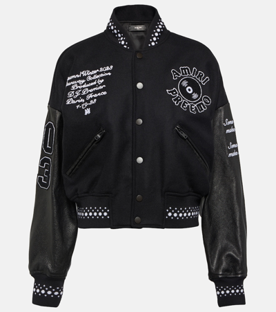 Shop Amiri Wool-blend Varsity Jacket In Black