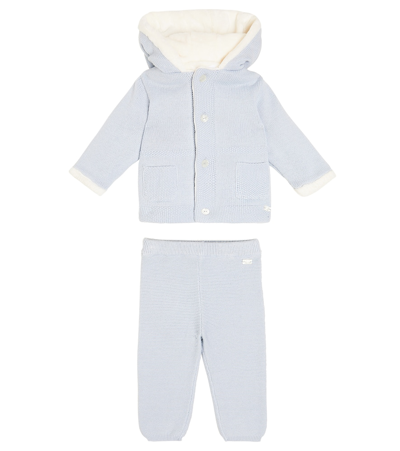 Shop Tartine Et Chocolat Baby Knitted Jacket And Pants Set In Blue