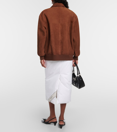 Prada Oversized Suede Jacket In Brown