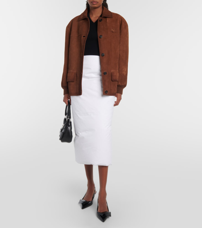 Prada Oversized Suede Jacket In Brown