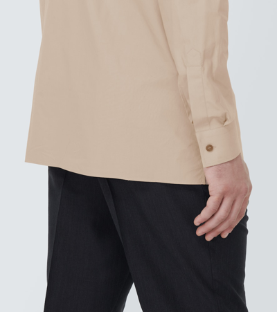 Prada Long-sleeve Cotton Shirt In Beige