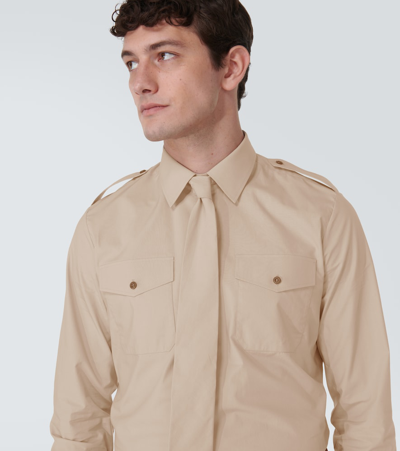 Prada Long-sleeve Cotton Shirt In Beige