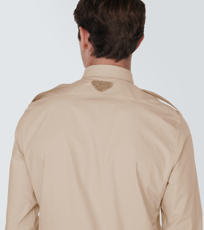 Prada Long-sleeve Cotton Shirt In Beige