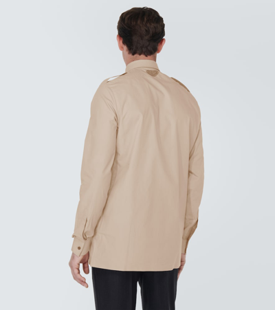 Prada Long-sleeve Cotton Shirt In Beige