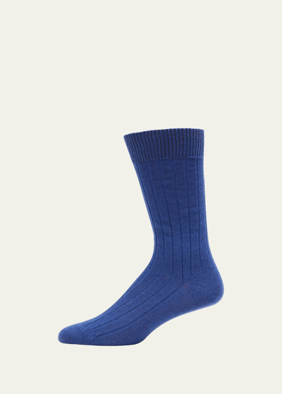Shop Bresciani Men's Cashmere Mid-calf Socks In Purple 21322
