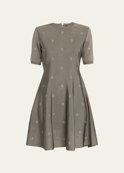 Shop Givenchy 4g Flare Knit Mini Dress In Titanium