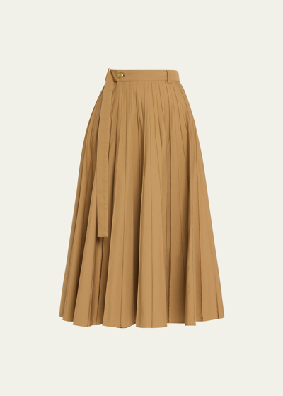 Shop Sacai X Carhartt Wip Pleated Midi Skirt With Belt In Beige