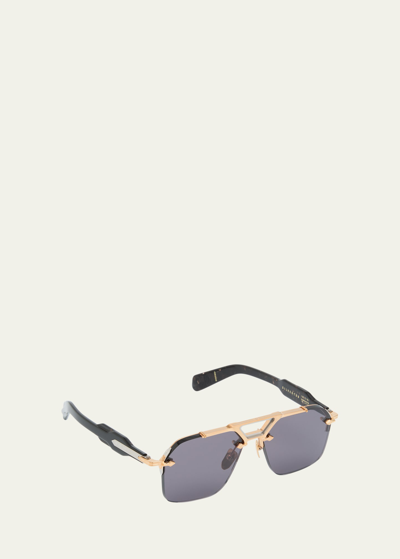 Shop Jacques Marie Mage Men's Silverton Titanium Aviator Sunglasses In 40-gold