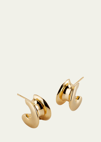 Shop Bottega Veneta Gold Hoop Earrings In Argentscu