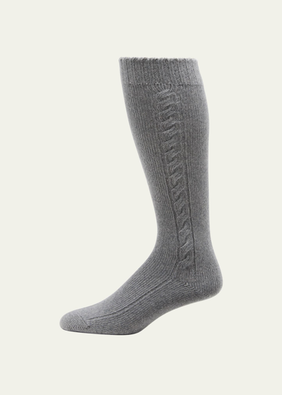 Shop Loro Piana Cable Knit Cashmere Socks In M570 Cayenne Mela