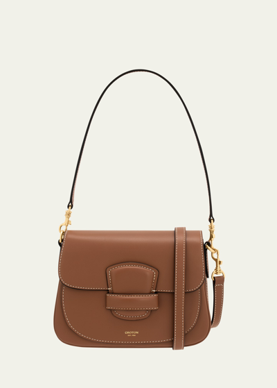 Shop Oroton Carter Leather Small Shoulder Bag In Brandy