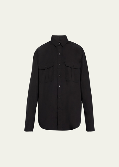 Shop Wardrobe.nyc Oversize Collared Shirt In Black