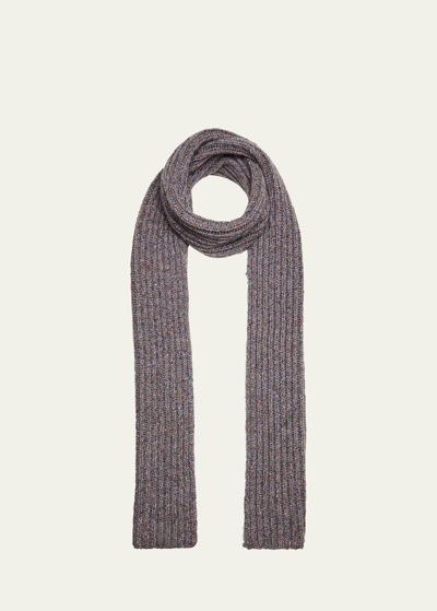 Shop Gabriela Hearst Men's Rubens Melange Knit Scarf In Grey Speckle