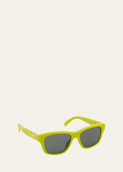 Shop Celine Men's Monochroms Square Acetate Sunglasses In Shiny Yellow Smok