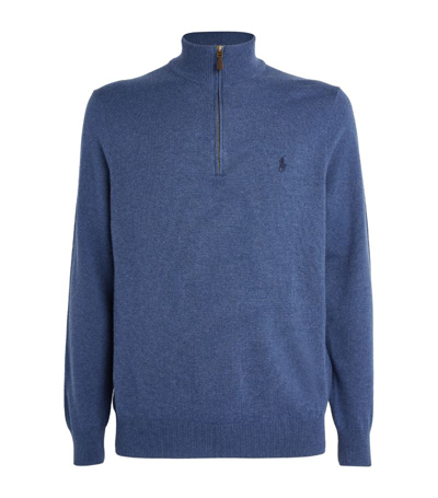 Shop Polo Ralph Lauren Wool Half-zip Sweater In Navy