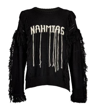 Shop Nahmias Fringe Logo Sweater In Black