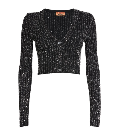 Shop Missoni Sequinned Cropped Cardigan In Black