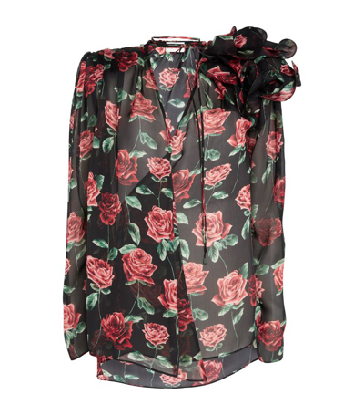 Shop Magda Butrym Floral Classic Blouse In Black