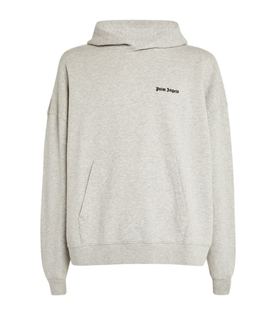 Shop Palm Angels Embroidered Logo Hoodie In Grey