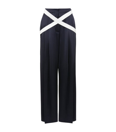 Shop Jw Anderson Crossover Wide-leg Trousers In Blue
