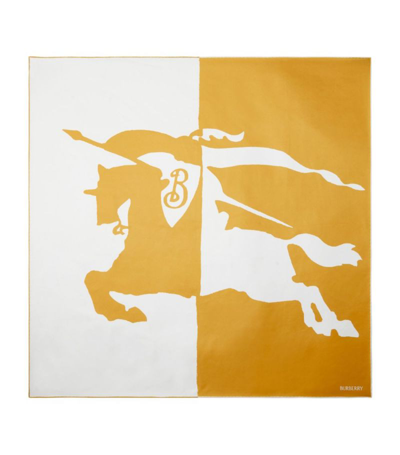 Shop Burberry Silk Two-tone Ekd Scarf In Yellow